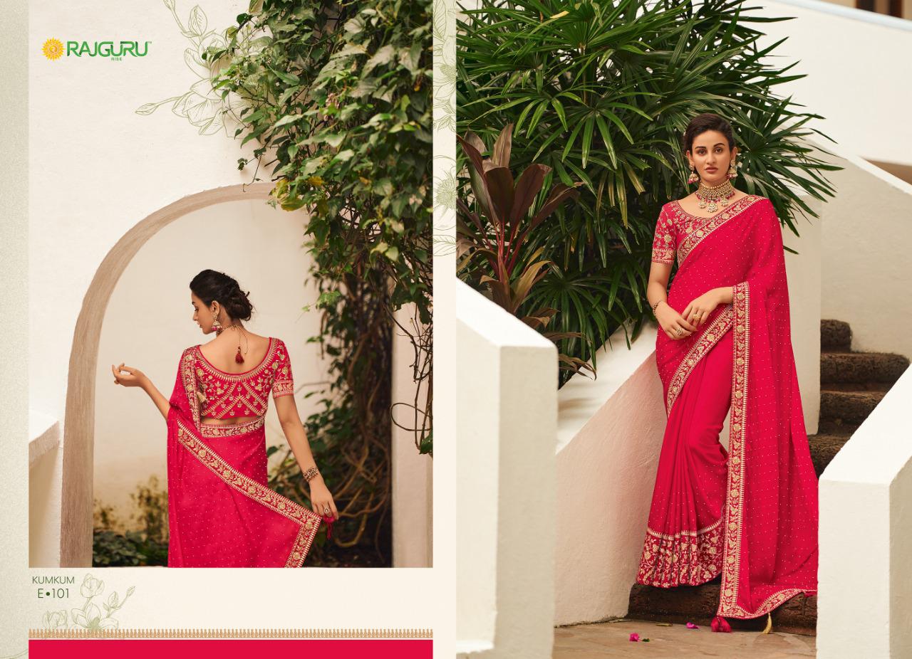 Rajguru Presents Kumkum Beautiful Designer Party'wear Satin Silk Sarees Catalogue Wholesaler