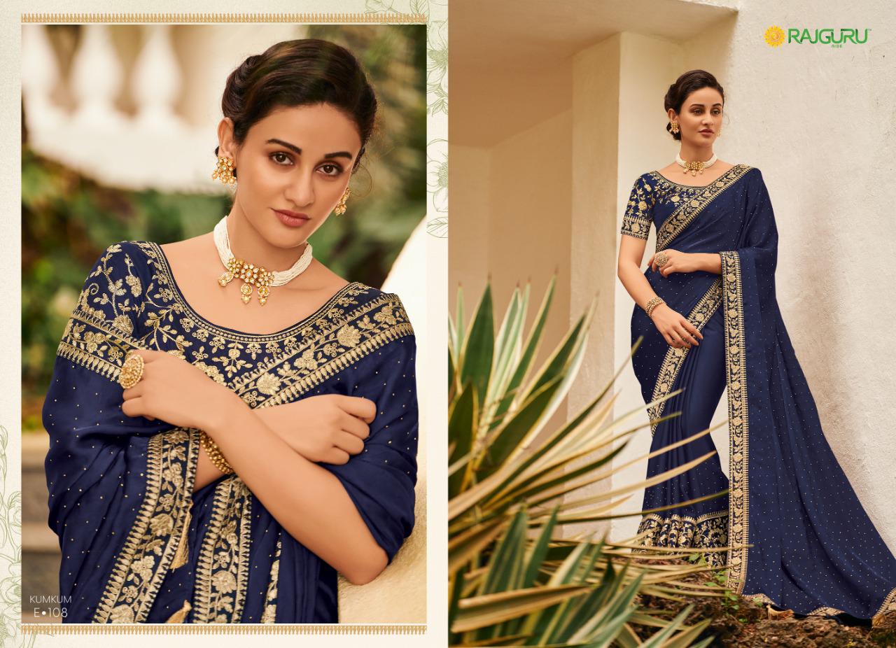 Rajguru Presents Kumkum Beautiful Designer Party'wear Satin Silk Sarees Catalogue Wholesaler