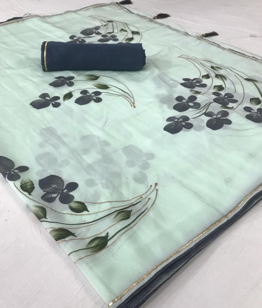 Lt Sarees Presents Pochika Soft Organza Silk With Floral Printed Sarees Wholesaler