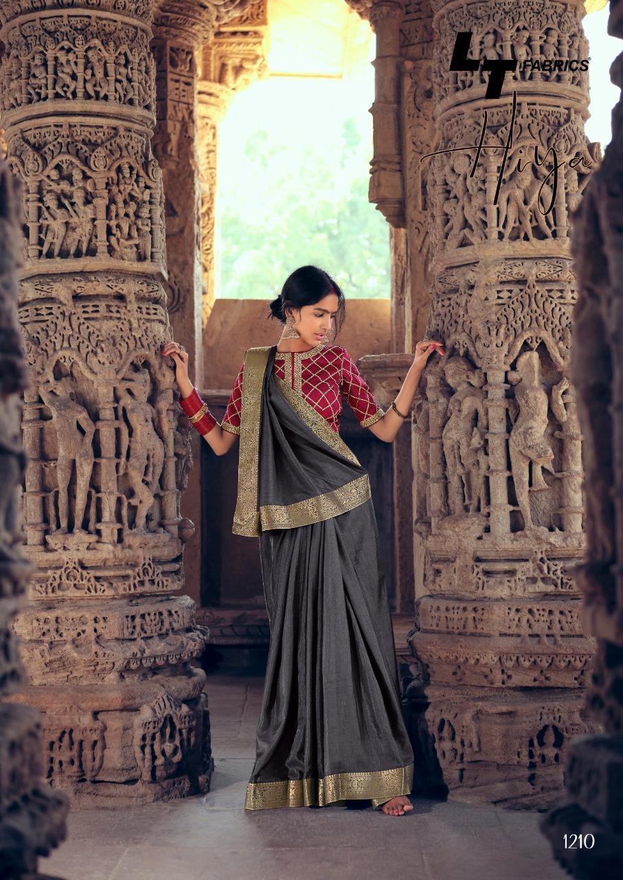 Lt Sarees Presents Hiya Beautiful Vichitra Silk Simple Elegant Looks Heavy Blouse Concept Sarees Catalogue Wholesaler