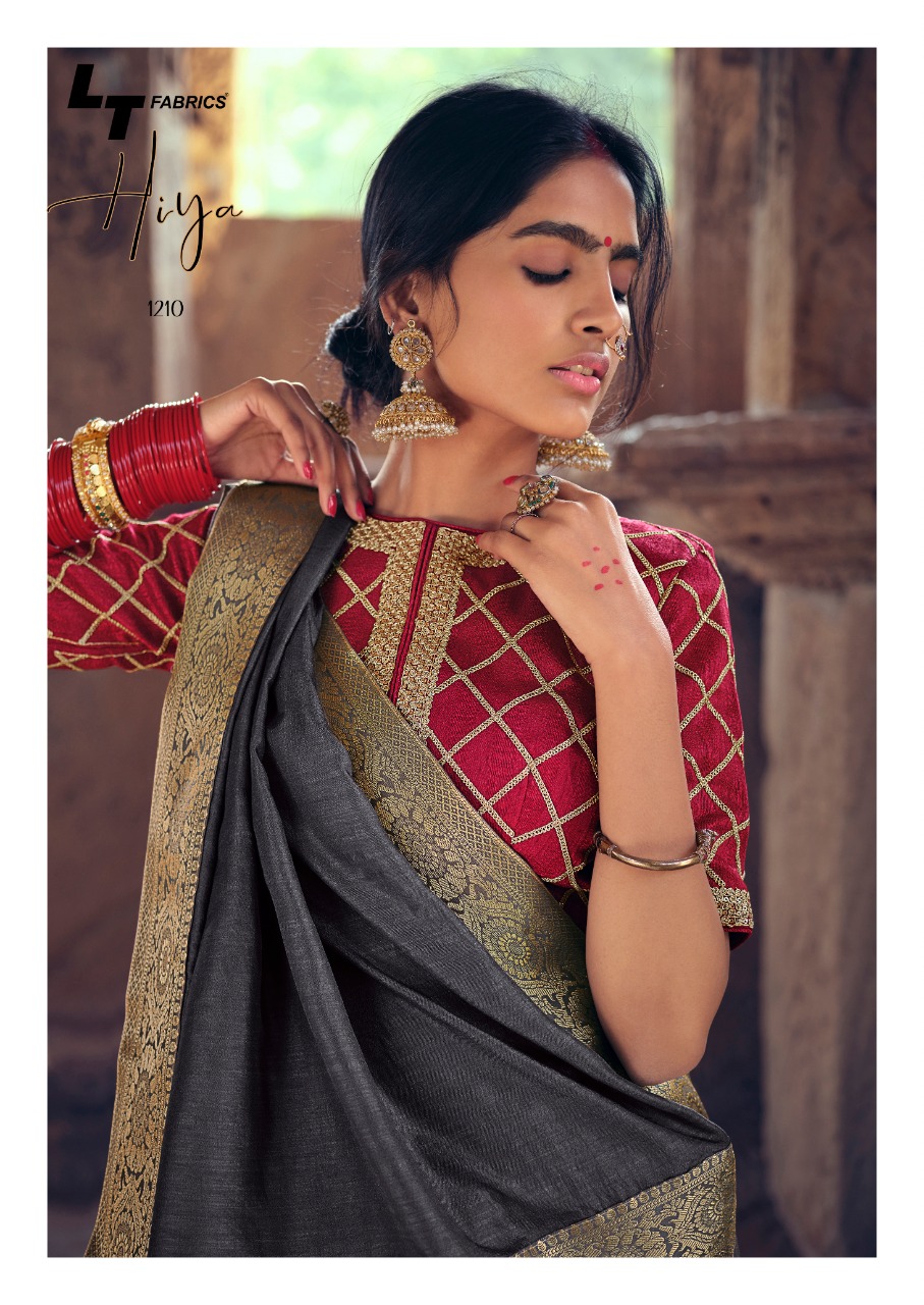 Lt Sarees Presents Hiya Beautiful Vichitra Silk Simple Elegant Looks Heavy Blouse Concept Sarees Catalogue Wholesaler