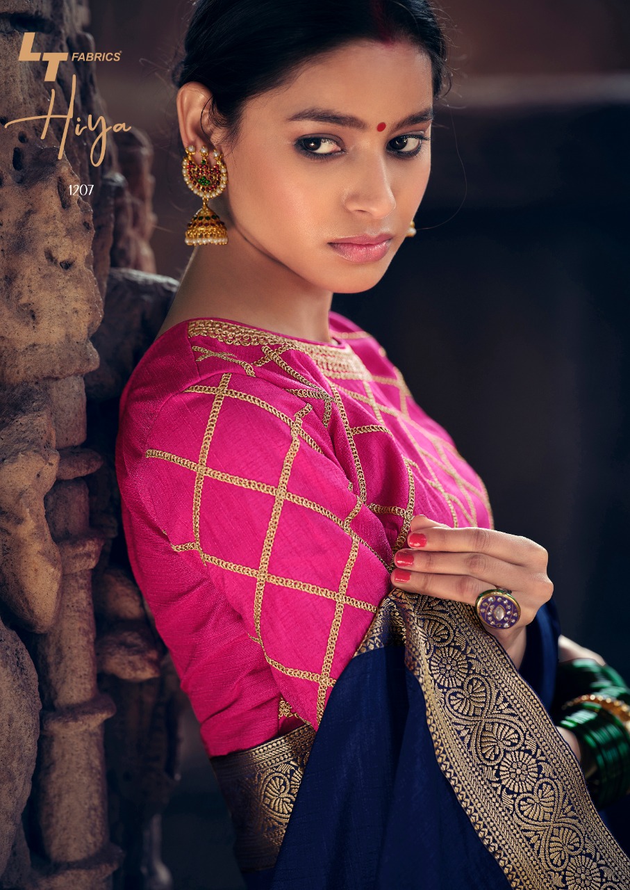 Lt Sarees Presents Hiya Beautiful Vichitra Silk Simple Elegant Looks Heavy Blouse Concept Sarees Catalogue Wholesaler
