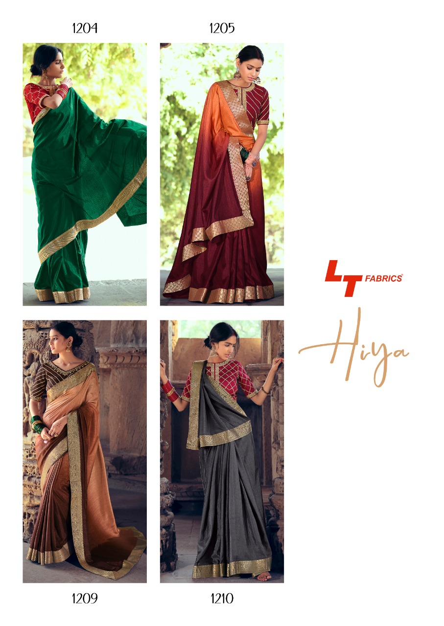 Lt Sarees Presents Hiya Beautiful Vichitra Silk Simple Elegant Looks Heavy Blouse Concept Sarees Catalogue Wholesaler