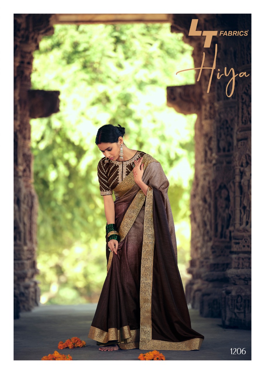 Lt Sarees Presents Hiya Beautiful Vichitra Silk Simple Elegant Looks Heavy Blouse Concept Sarees Catalogue Wholesaler