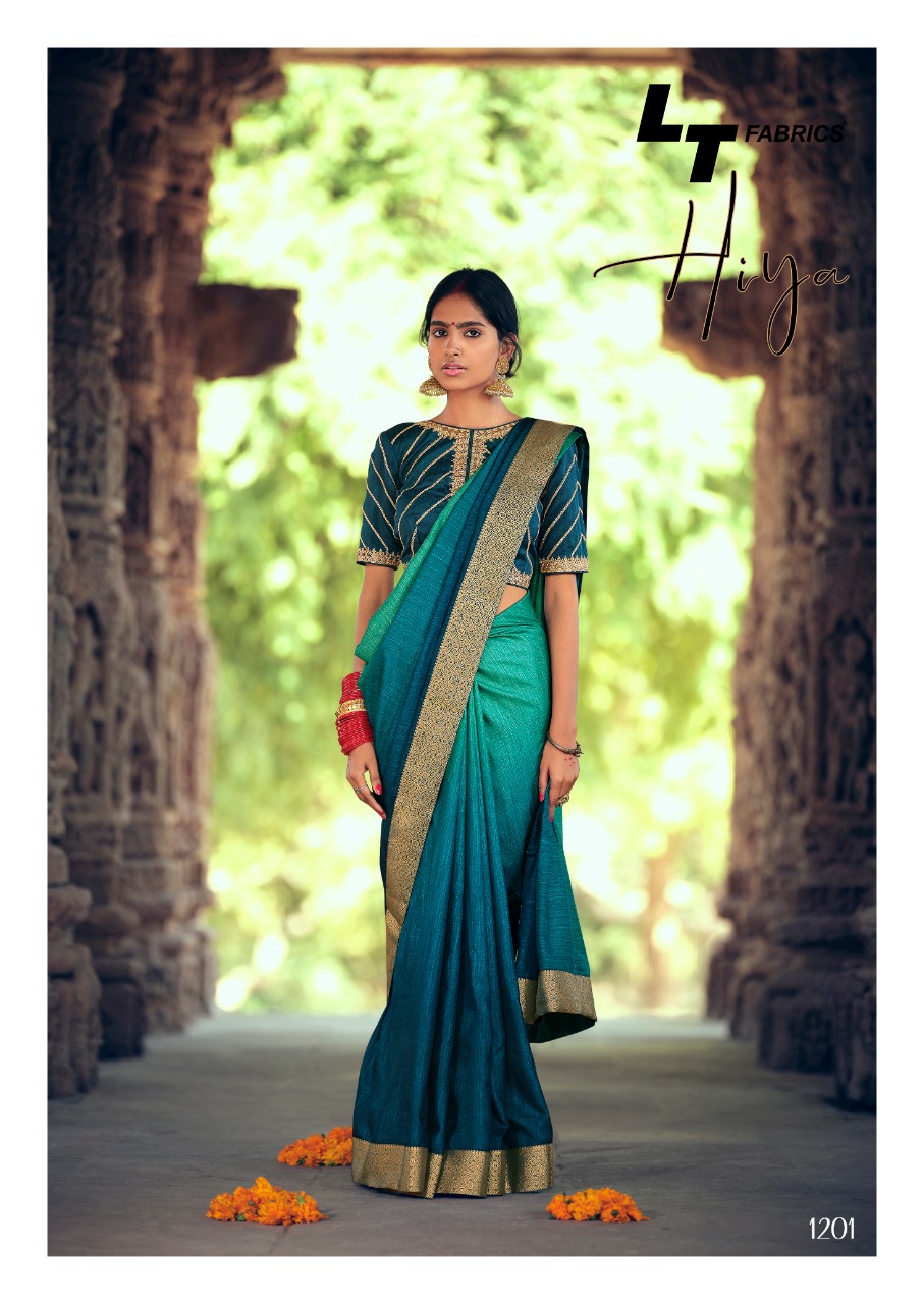 Lt Sarees Presents Hiya Beautiful Vichitra Silk Simple Elegant Looks Heavy Blouse Concept Sarees Catalogue Wholesaler