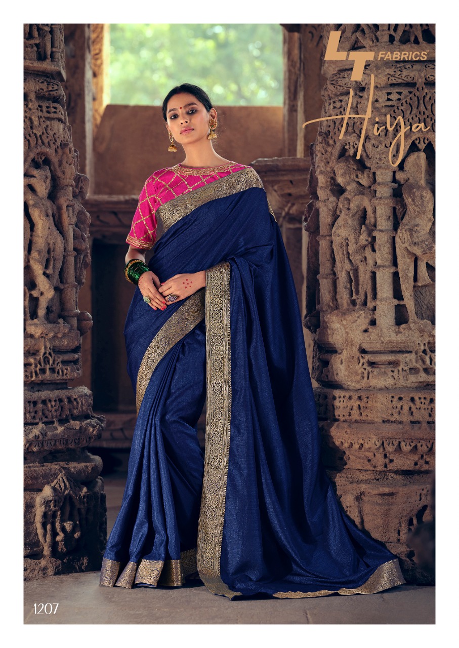 Lt Sarees Presents Hiya Beautiful Vichitra Silk Simple Elegant Looks Heavy Blouse Concept Sarees Catalogue Wholesaler
