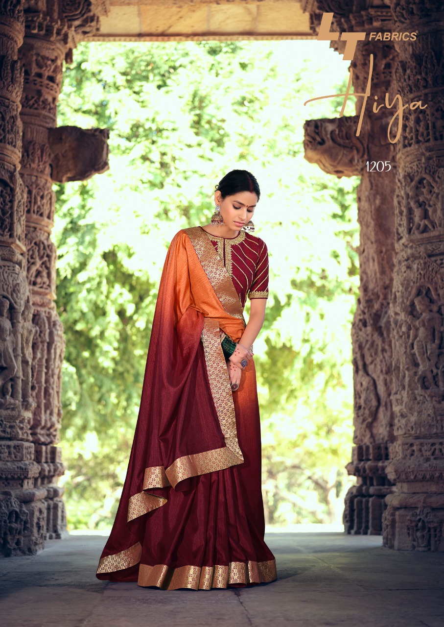 Lt Sarees Presents Hiya Beautiful Vichitra Silk Simple Elegant Looks Heavy Blouse Concept Sarees Catalogue Wholesaler
