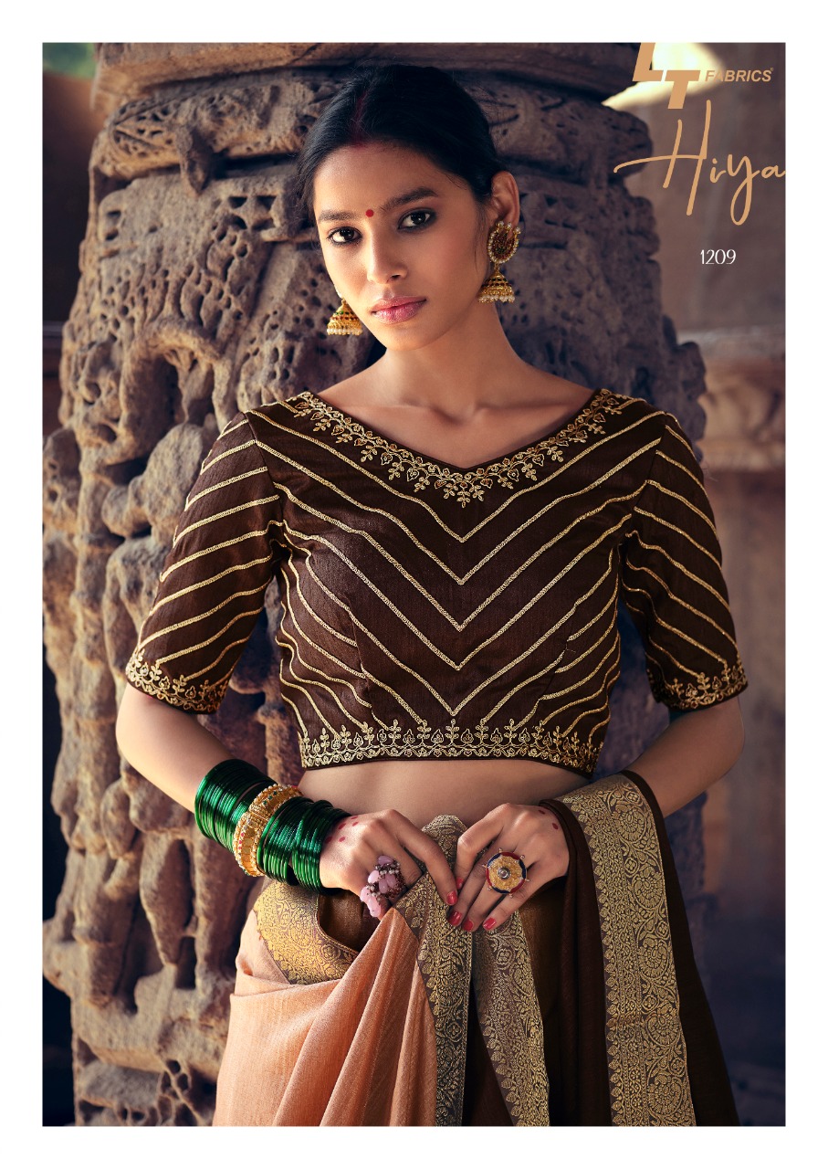 Lt Sarees Presents Hiya Beautiful Vichitra Silk Simple Elegant Looks Heavy Blouse Concept Sarees Catalogue Wholesaler