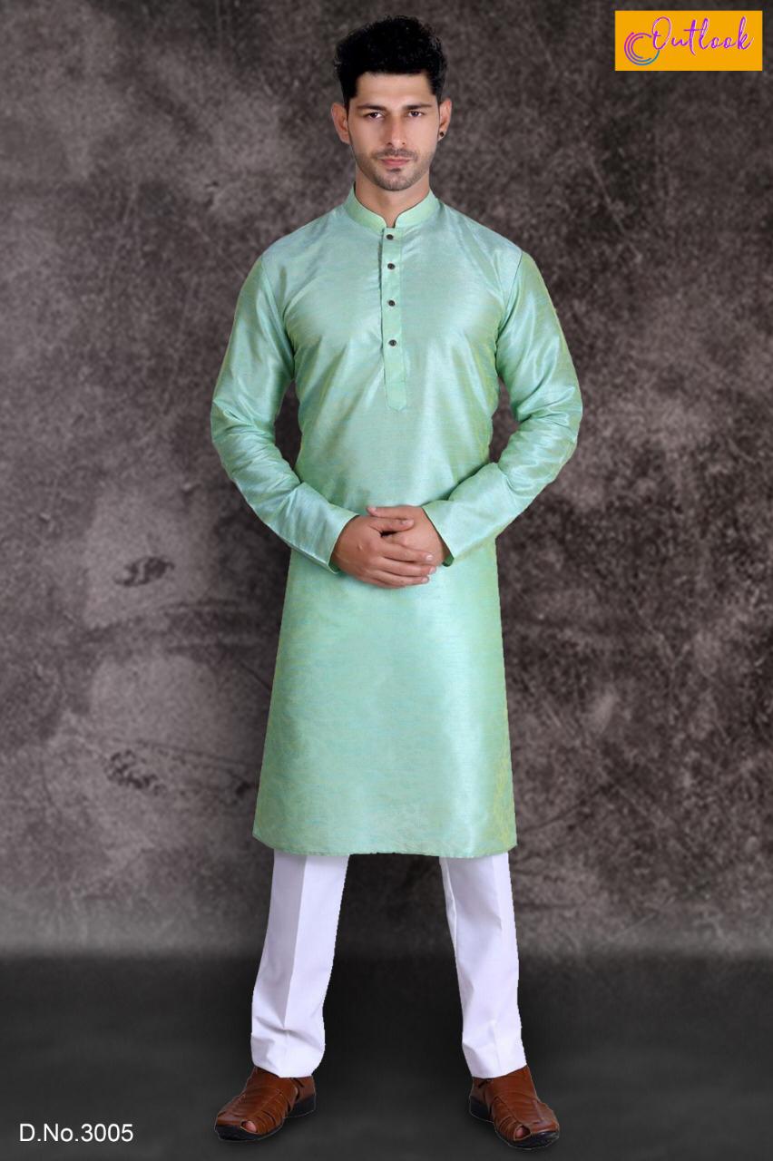 Outlook Presents Designer Party'wear Embroidery Work Men's Wear Kurta Pajama Collection