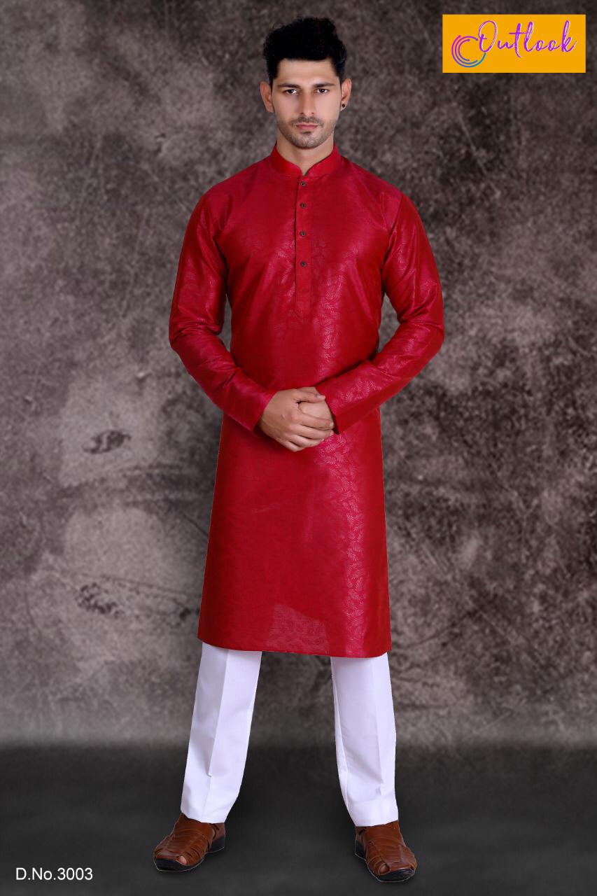 Outlook Presents Designer Party'wear Embroidery Work Men's Wear Kurta Pajama Collection
