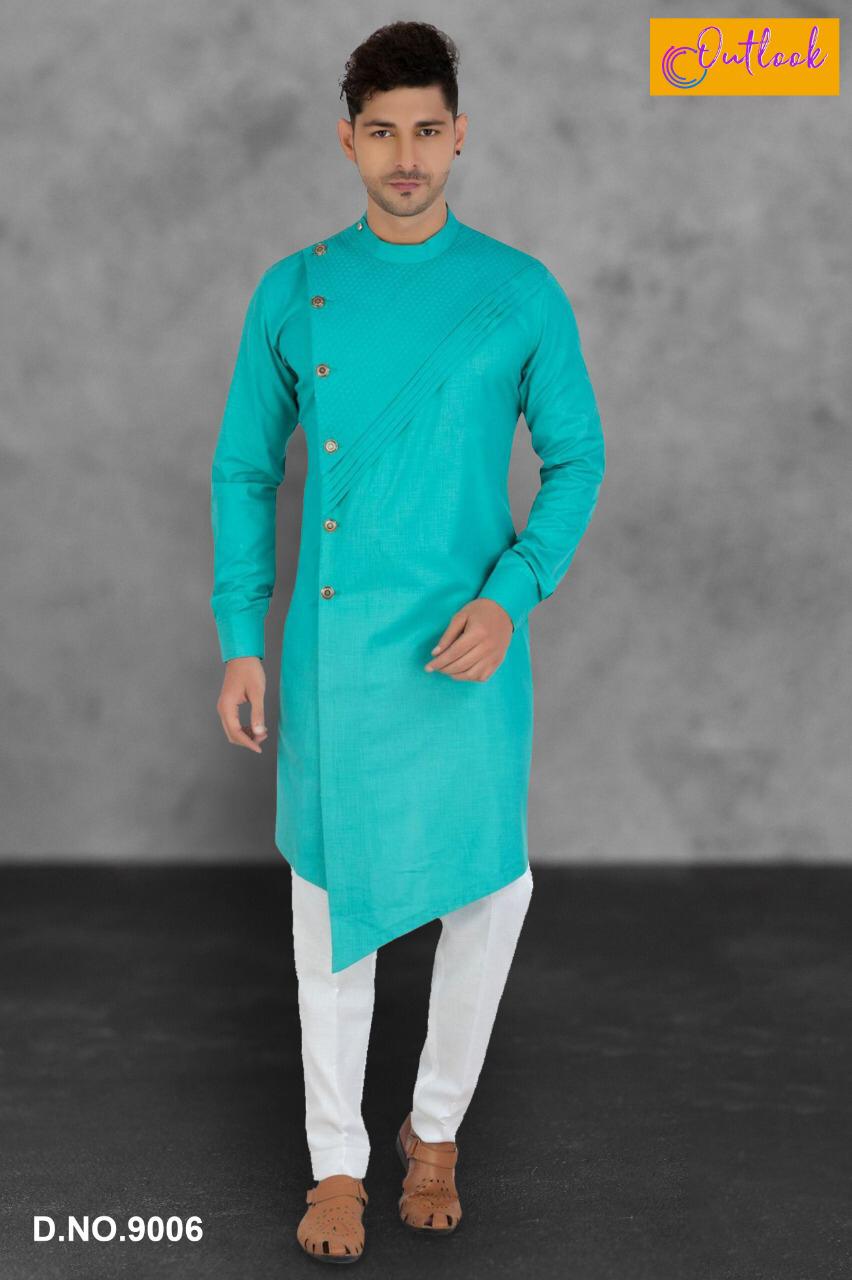 Outlook Vol-9 Fancy Designer Party Wear Men's Wear Pure Cotton Kurta Pajama Collection
