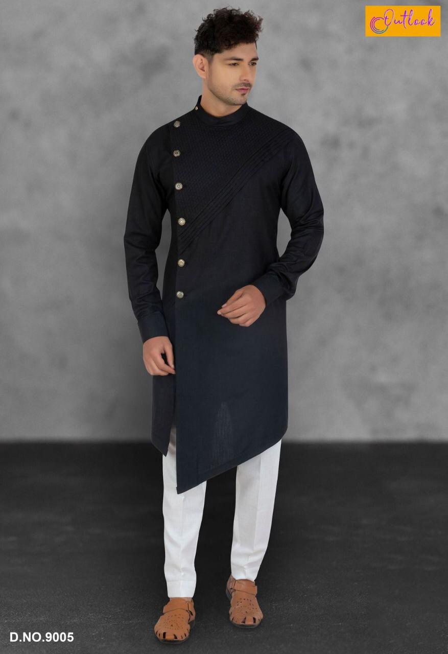 Outlook Vol-9 Fancy Designer Party Wear Men's Wear Pure Cotton Kurta Pajama Collection