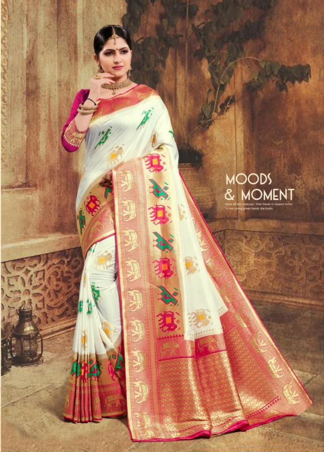 Patang Presents Tanhaji Silk Beautiful Designer Indian Marriage Wear Panetar Sarees Catalogue Wholesaler