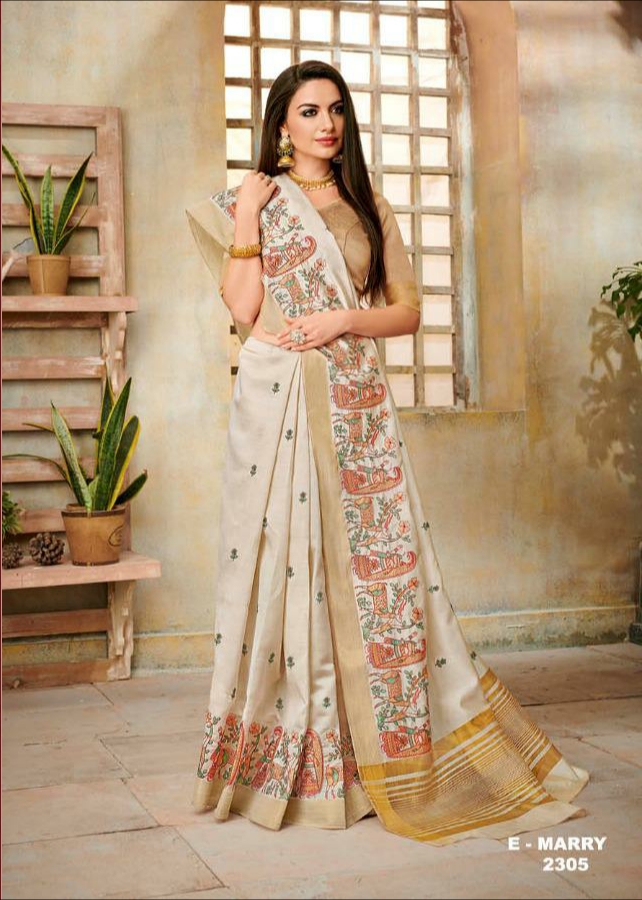 Rajguru Presents Merry Vol-3 Designer Off White Special Sarees Catalogue Collection At Wholesale