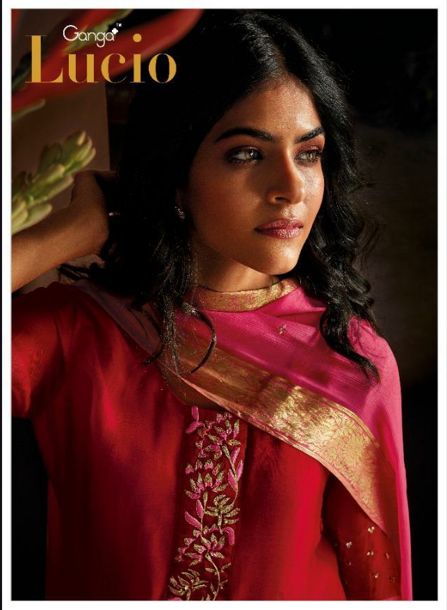 Ganga Presents Lucio Pure Softy Silk With Embroidery Work Party Wear Plazzo Style Salwar Suit Catalog Wholesaler Of