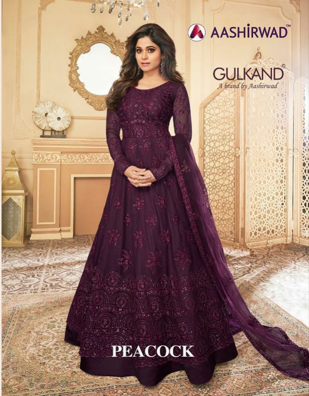 Ashirwad Presents Peacock Heavy Designer Party Wear Gown Catalogue Wholesaler