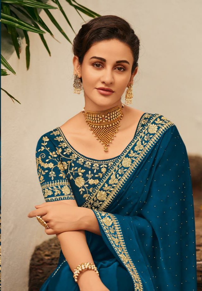 Rajguru Presents Kumkum Beautiful Designer Party'wear Satin Silk Sarees Catalogue Wholesaler