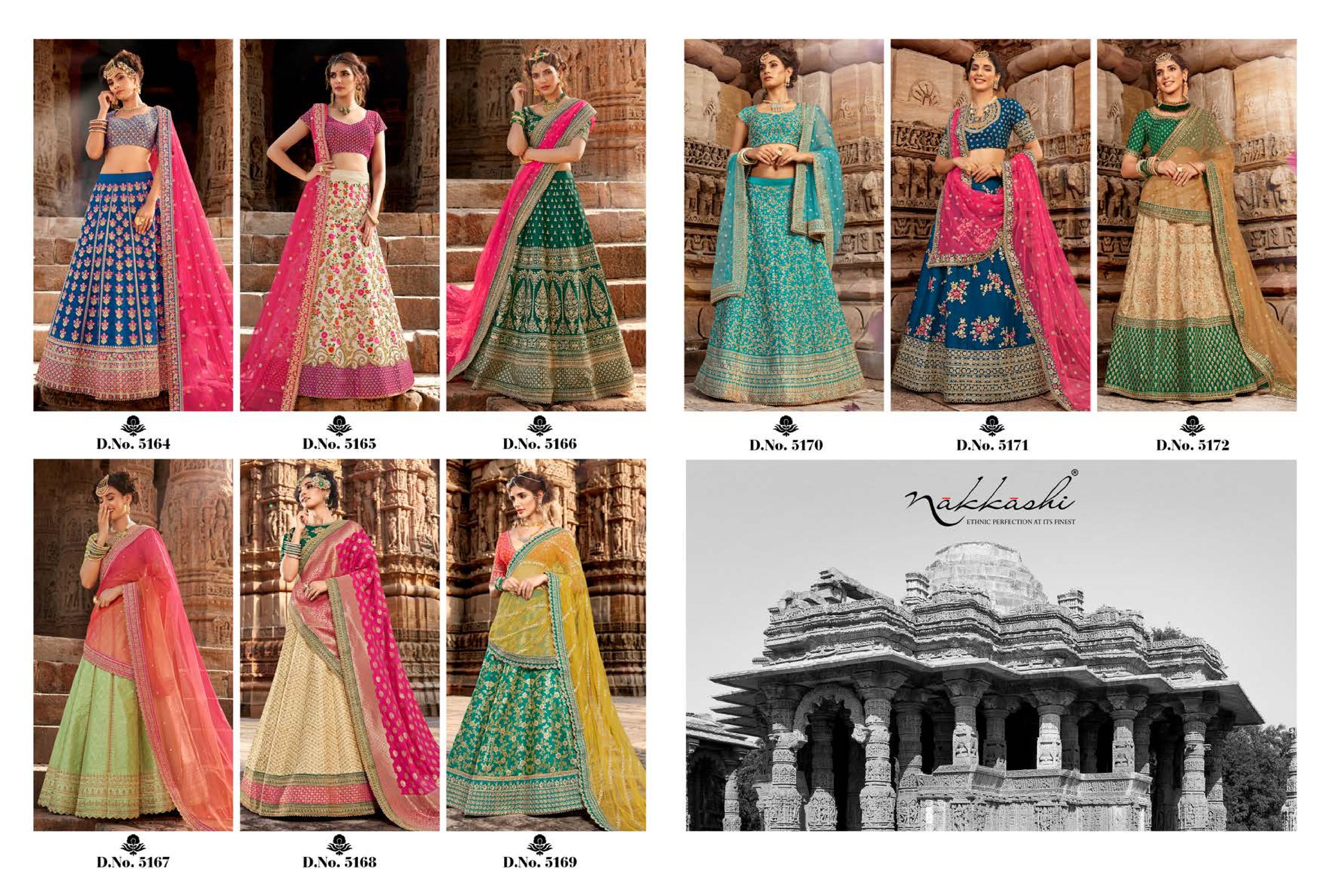 Nakkashi Presents Inaayat 5164 To 5172 Series Exclusive Designer Bridal Lehenga Choli Wholesaler And Exporters