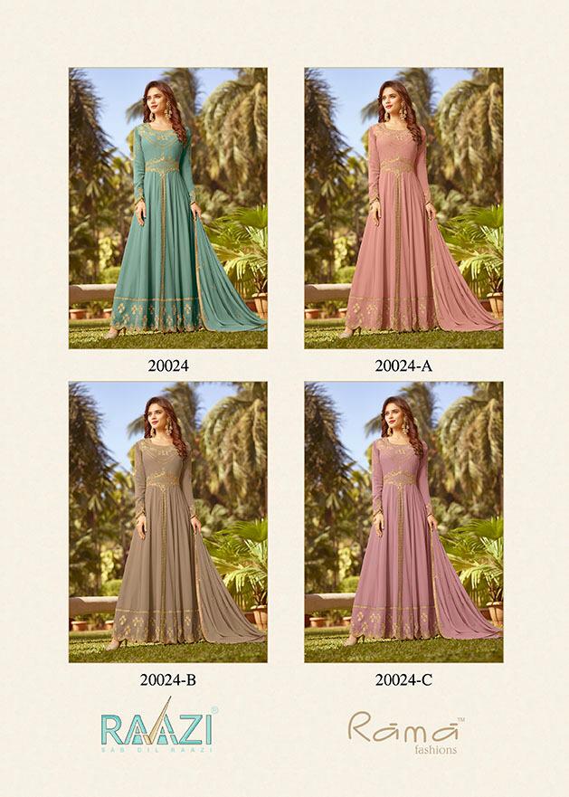 Rama Fashions Presents Raazi 20024 Color Plus Designer Party Wear Gown Catalog Wholesaler