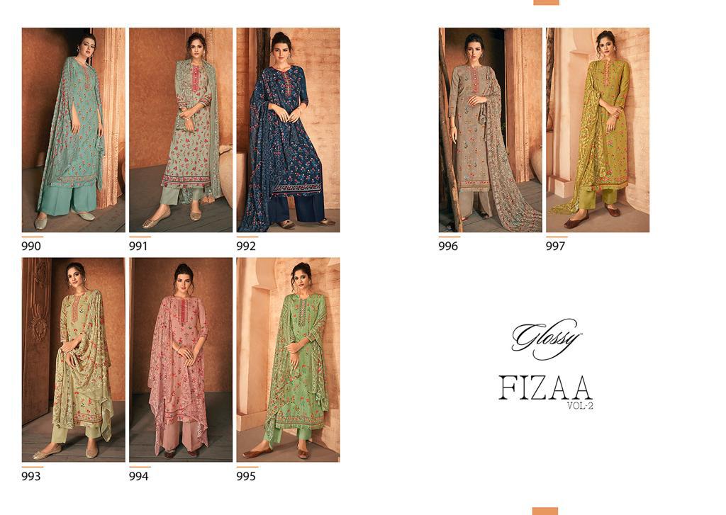 Glossy Presents Fizaa Vol-2 Designer Cotton Jam Satin Digital Print Salwar Suit Catalog