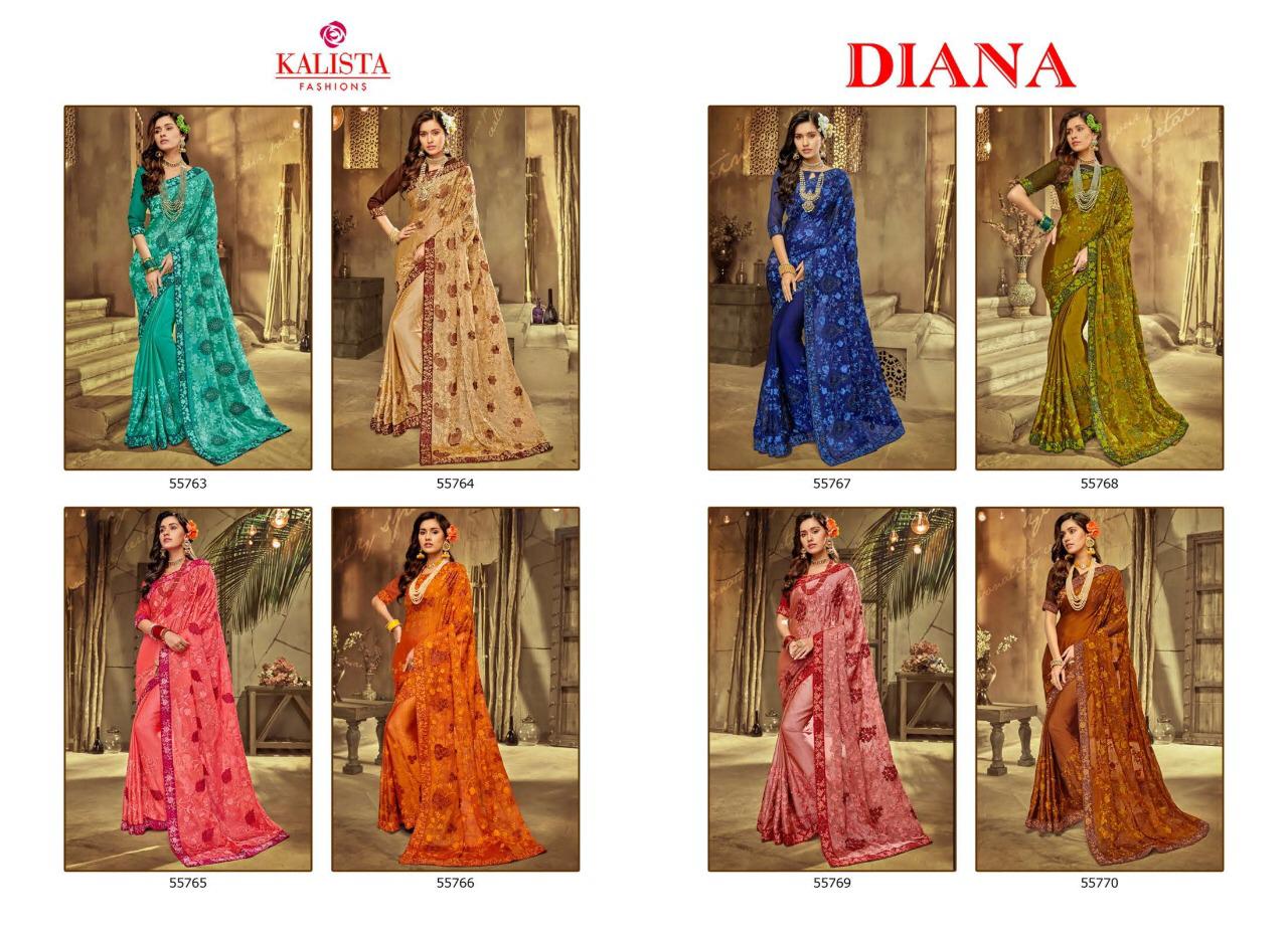 Kalista Presents Diana Heavy Embroidery Work Designer Sarees Catalog Wholesaler