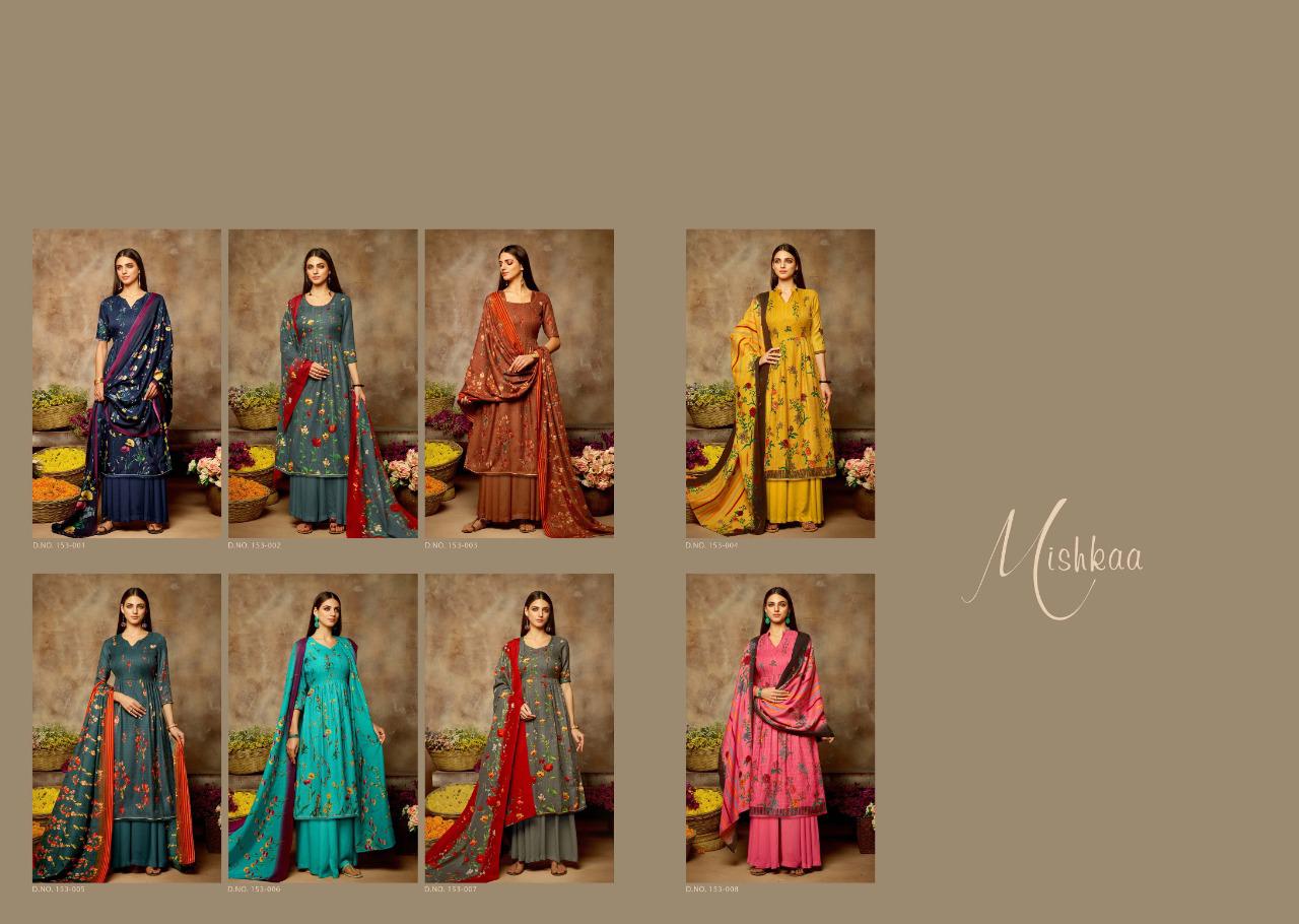 Argam Prints Presents Mishkaa Pure Pashmina Designer Print With Khatli Shisha Work Plazzo Style Salwar Suit Catalog Wholesaler