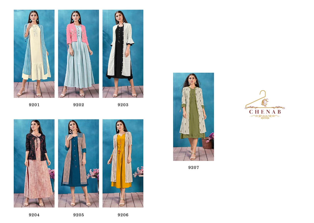 Swagat Presents Chenab Kurti 9201 To 9207 Series Designer Fancy Kurtis Catalog Wholesaler