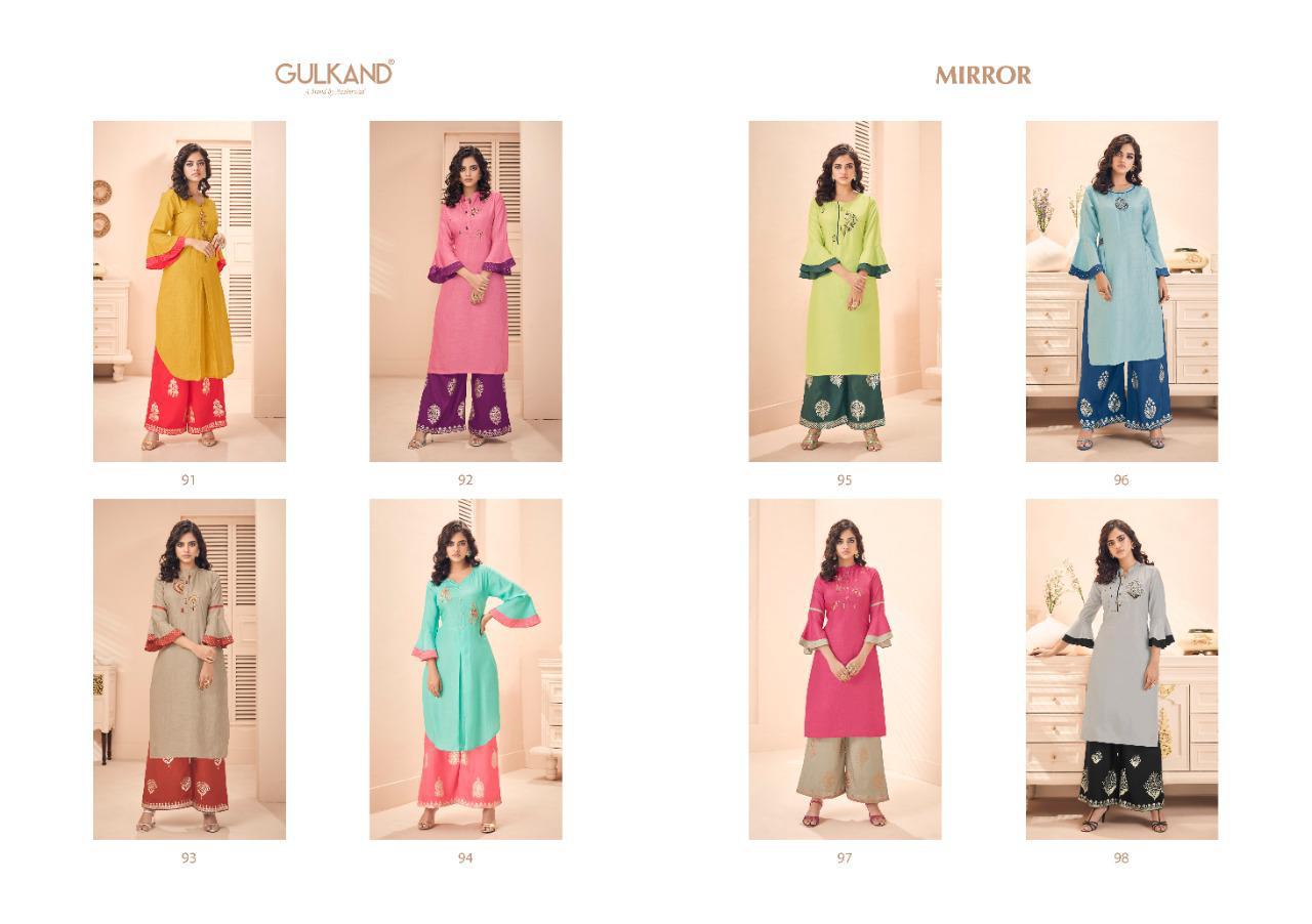 Gulkand Designer Presents Mirror Dolla Silk Kurti With Plazzo Collection