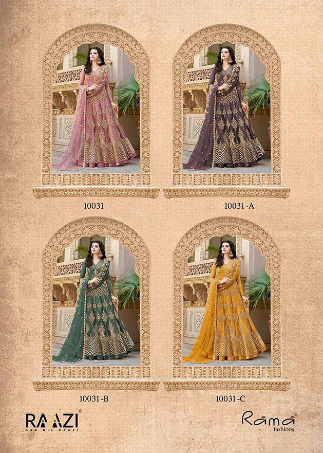 Rama Presents Raazi Aroos Colorplus 10031 Hit Heavy Designer Party Wear Gown Catalog Wholesaler