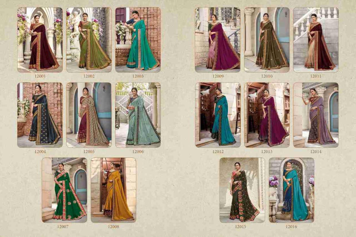 Motif & More Vol-12 12001 To 12016 Sereis Beautiful Desigener Party Wear Sarees Catalog Wholesaler