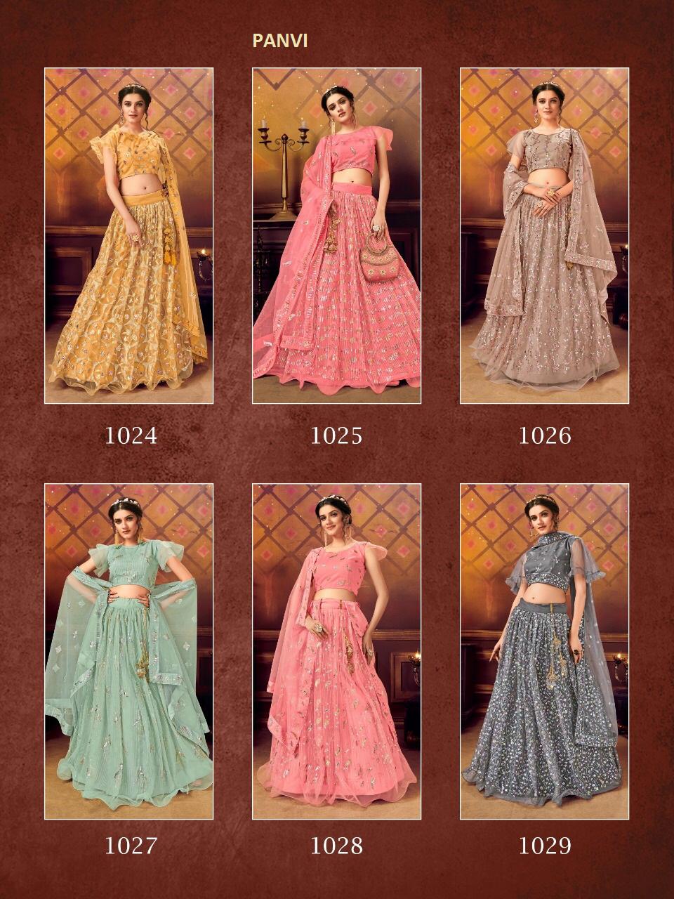 Panvi Presents Panvi 1024 To 1029 Series Soft Net Cotton Exclusive Designer Lehenga Choli Catalog Collection