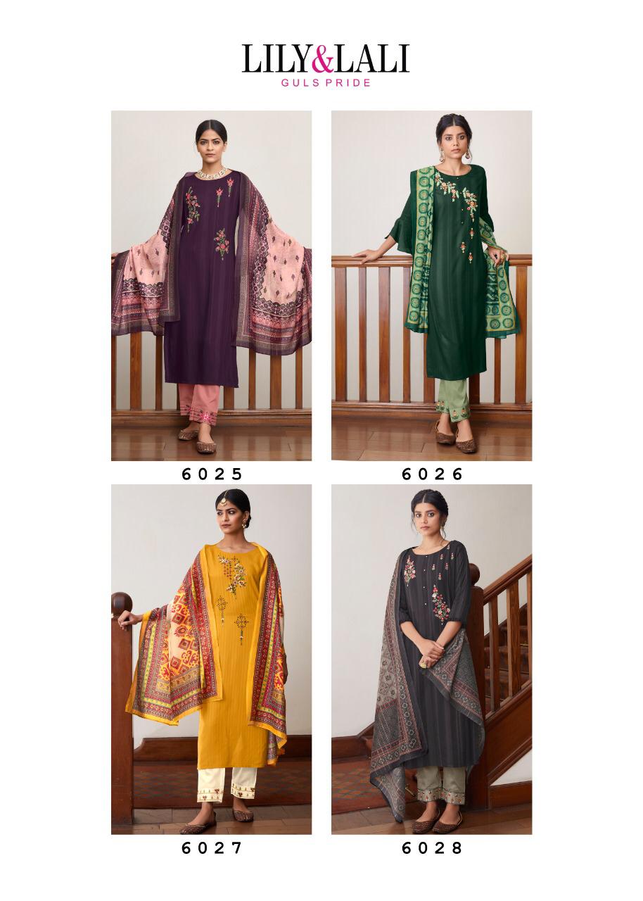 Liliy And Lali Presents Mahima Fancy Viscose Pattern With Embriodary Work Kurtis With Pant Catalog Collection