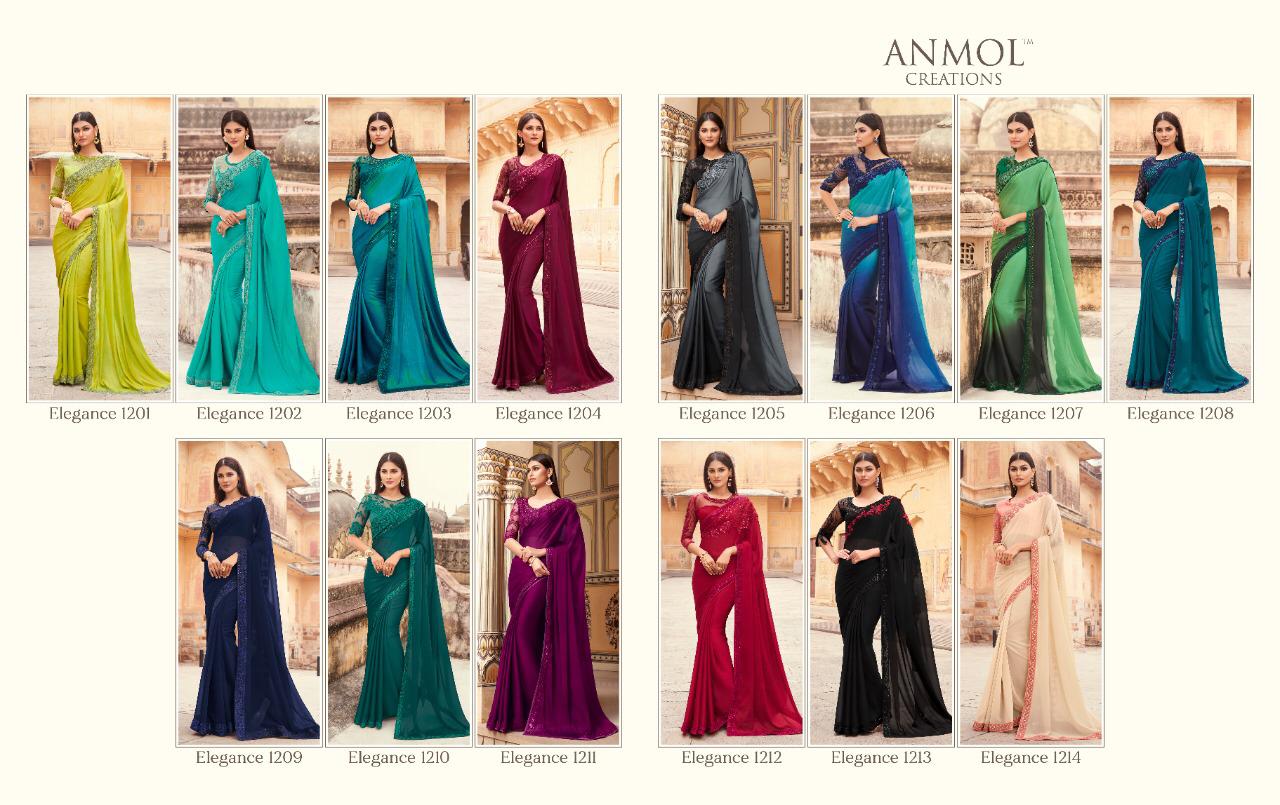 Anmol Presents Elegance Vol-12 Premium Designer Partywear Sarees Catalog Wholesaler