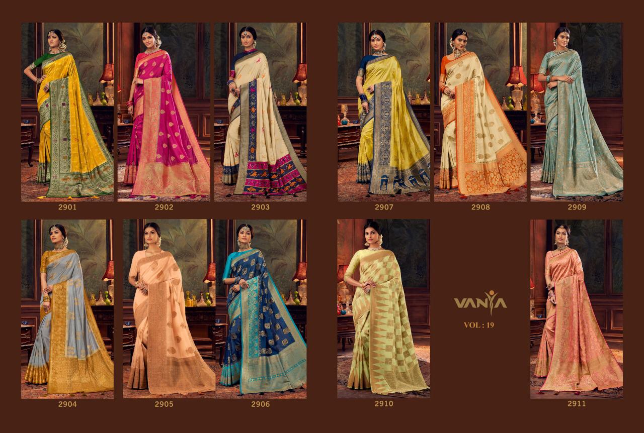 Vanya Designer Vol-19 Premium Designer Banarasi Silk Sarees Catalog Wholesaler And Exporters