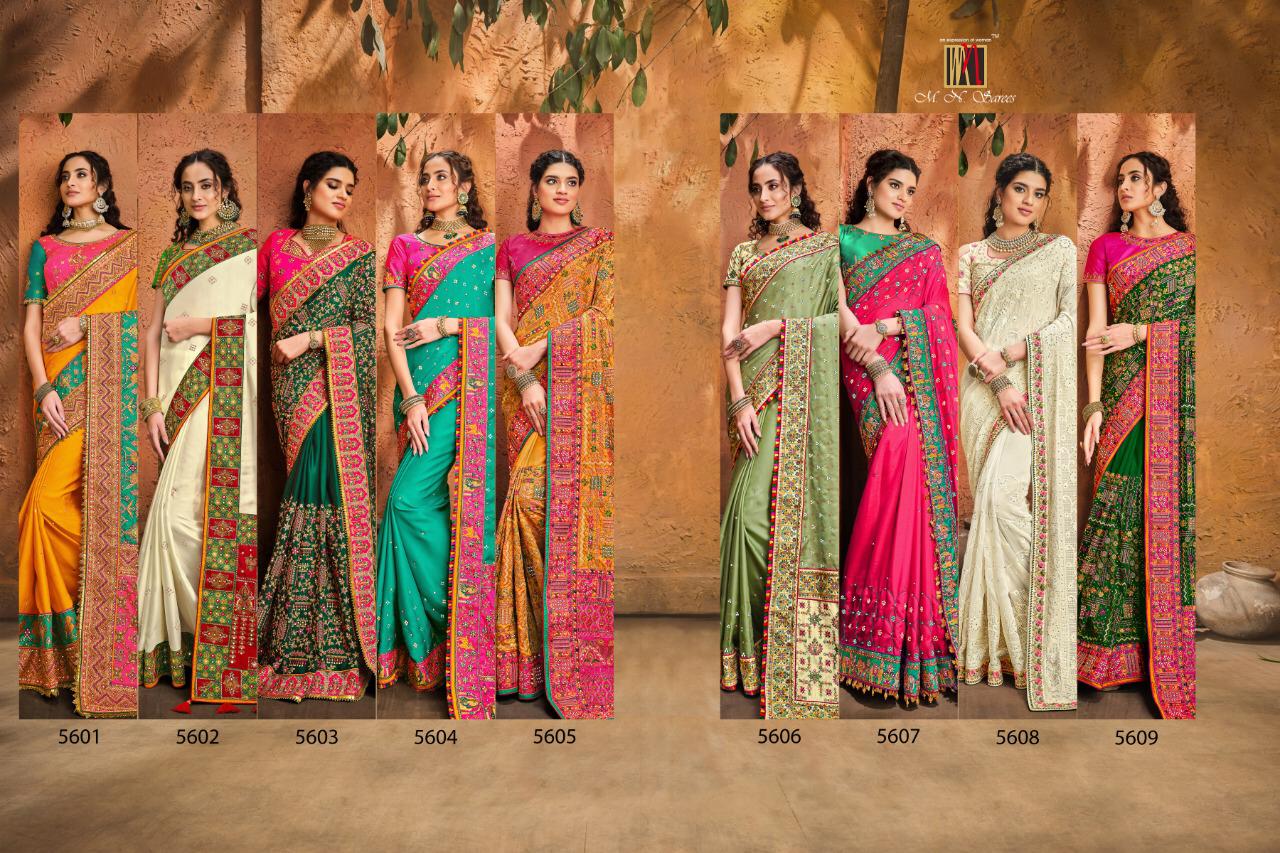 Mn Sarees Presents Kachi Work 5601 To 5609 Series Heavy Wedding Wear Bridal Designer Sarees Catalog Wholesaler And Exporters