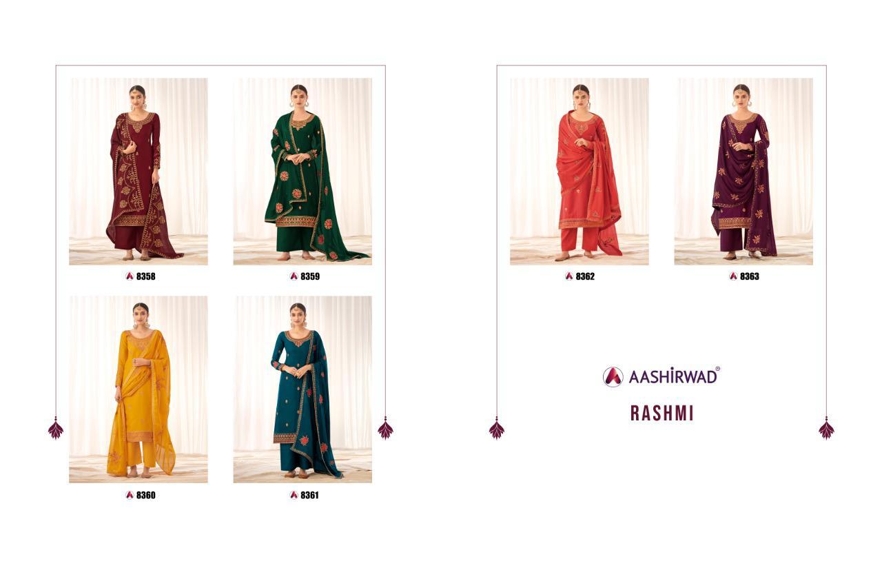 Aashirwad Presents Rashmi Tussar Silk Beautiful Designer Straight Plazzo Salwar Suit Wholesaler