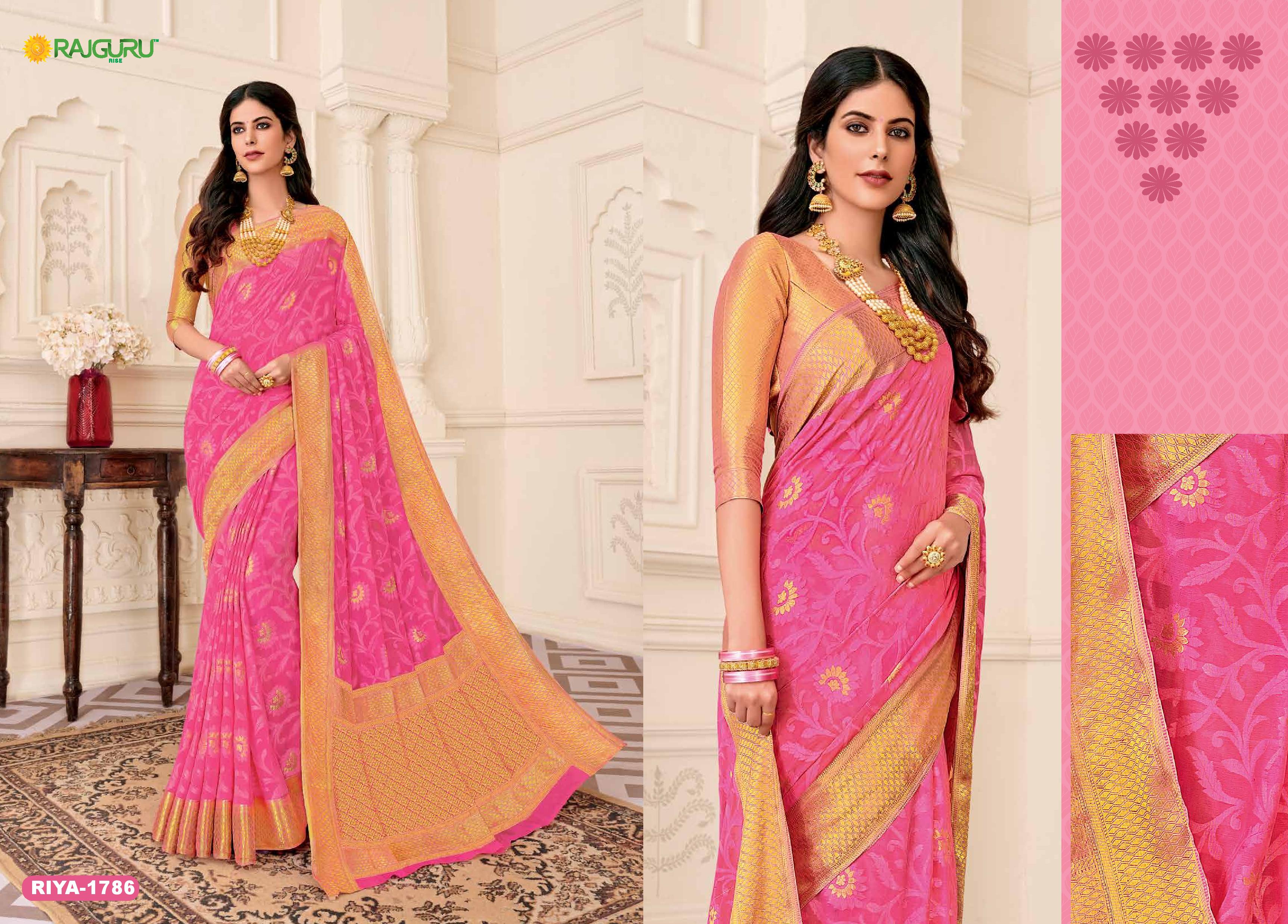 Rajguru Presents Jiya Beautiful Designer Partywear Chiffon And Maslin Silk Sarees Catalog Wholesaler And Exporters