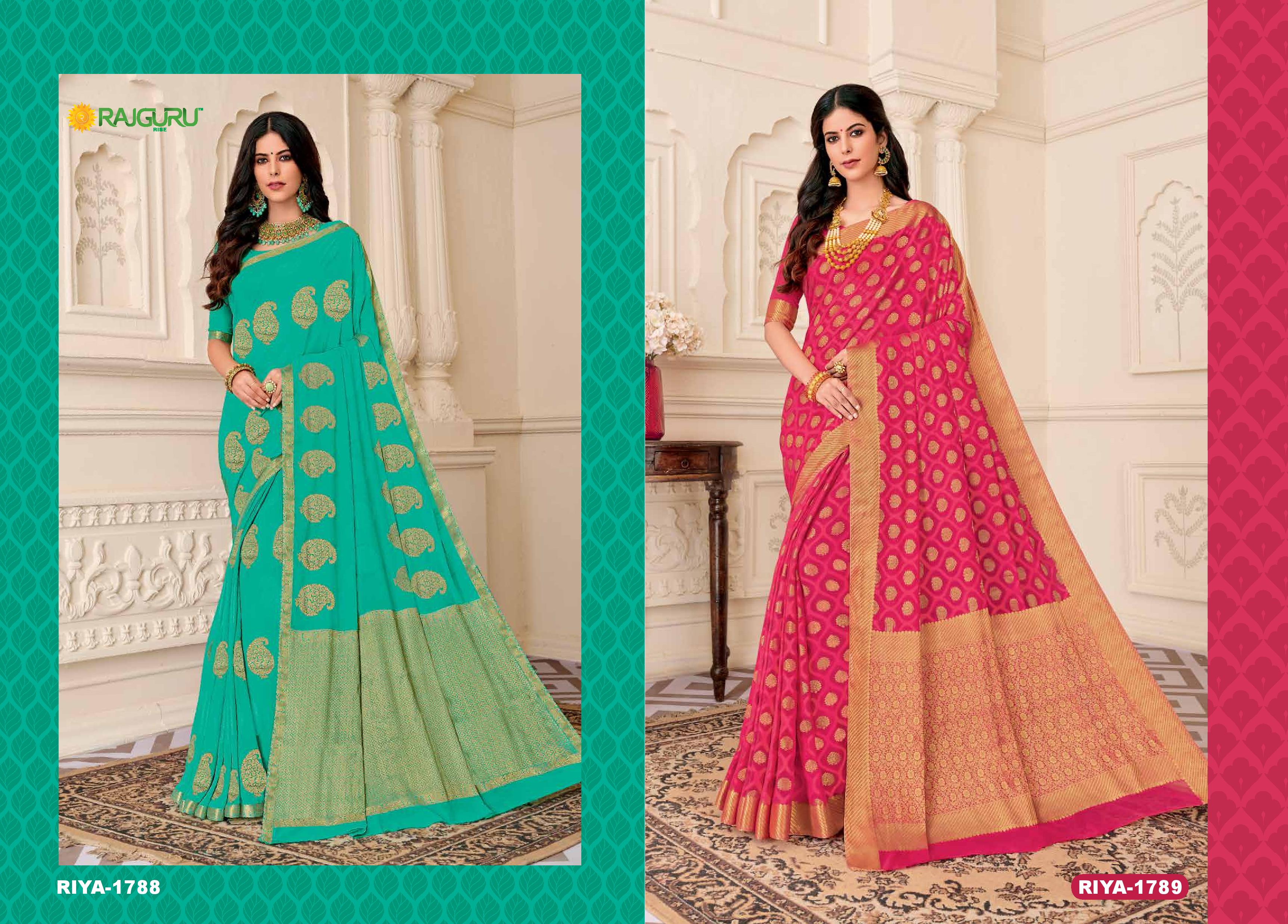 Rajguru Presents Jiya Beautiful Designer Partywear Chiffon And Maslin Silk Sarees Catalog Wholesaler And Exporters