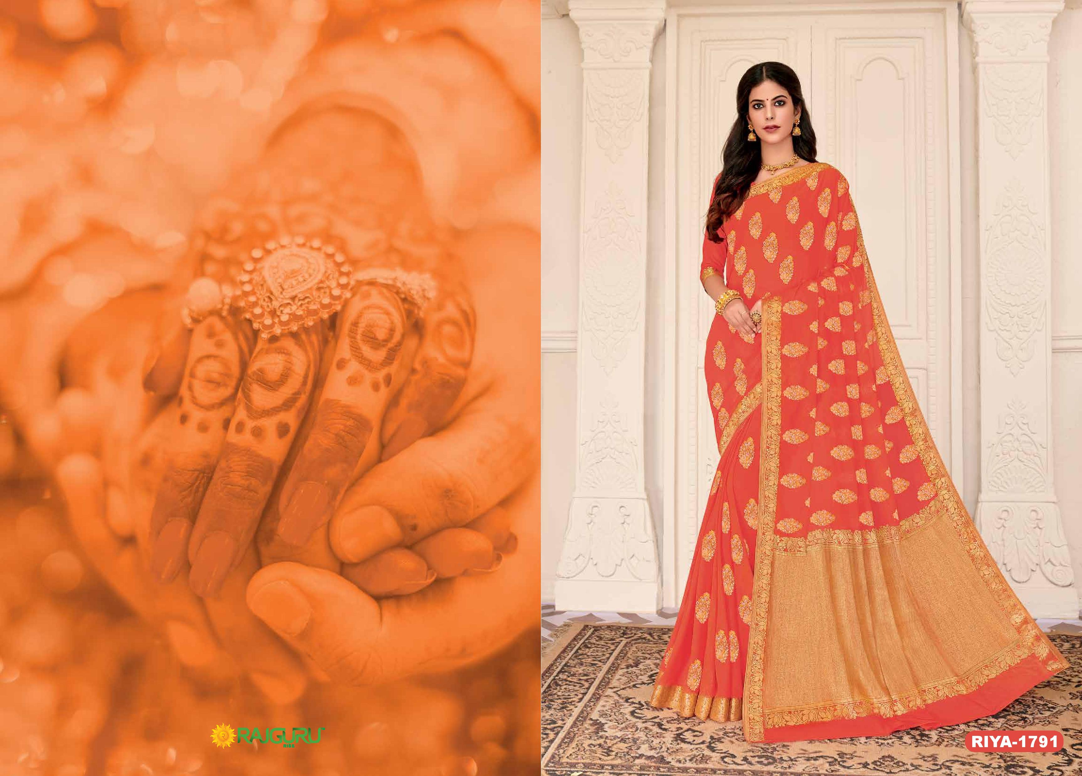 Rajguru Presents Jiya Beautiful Designer Partywear Chiffon And Maslin Silk Sarees Catalog Wholesaler And Exporters