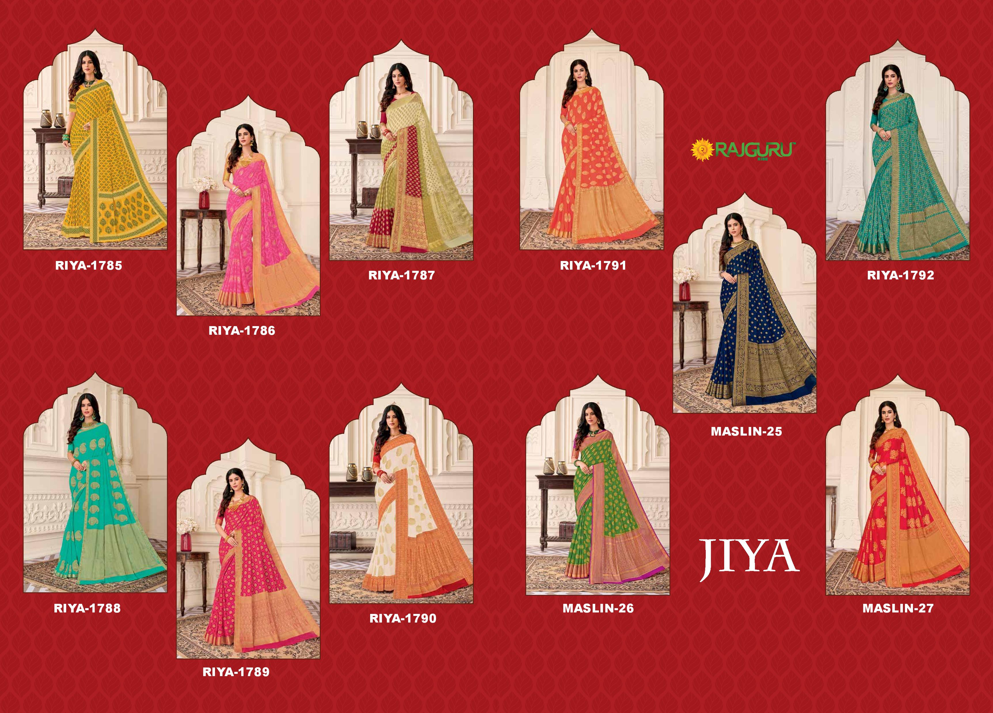 Rajguru Presents Jiya Beautiful Designer Partywear Chiffon And Maslin Silk Sarees Catalog Wholesaler And Exporters