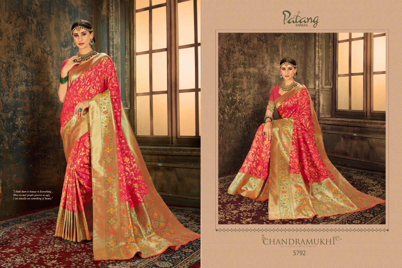 Patang Sarees Presents Swastika Silk Beautiful Designer Partywear Sarees Cataloge Wholesaler