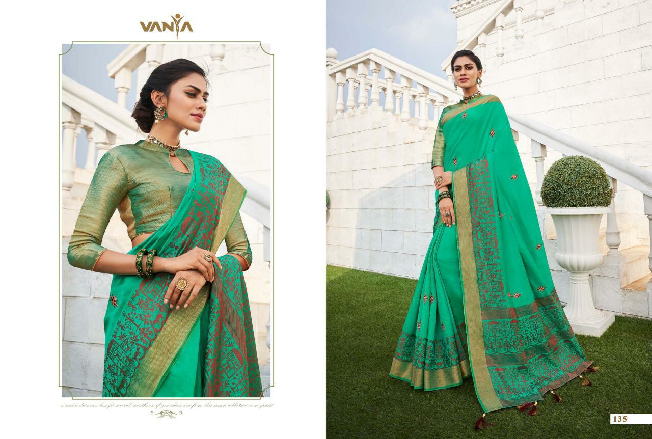 Vanya Sarees Presents Vistara Vol-1 Fancy Designer Embroidery Work Sarees Cataloge