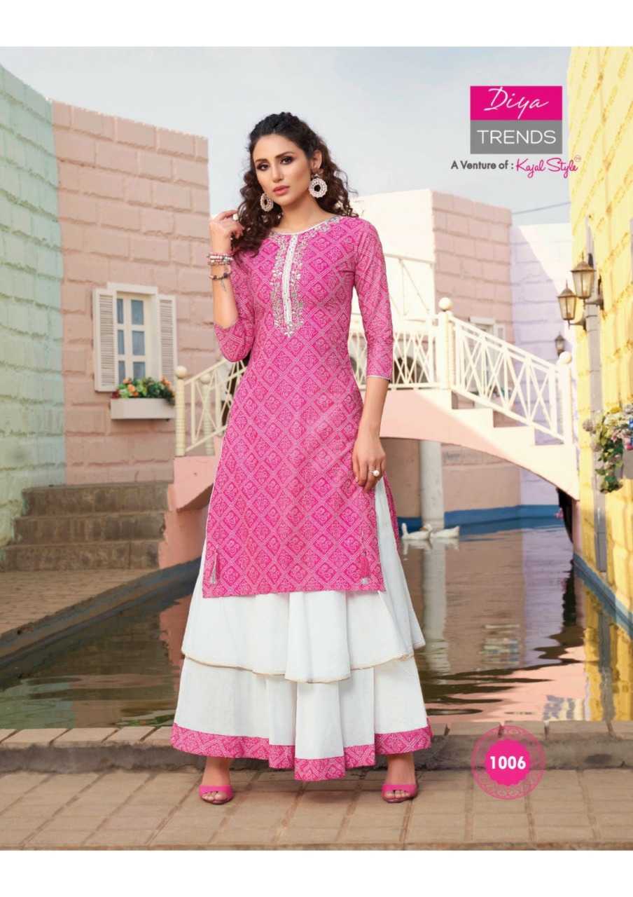 Diya Trendz Presents Florence Vol-1 Designer Kurtis With Plazzo And Sharara Collection At Wholesale