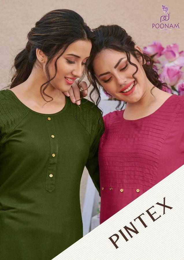 Poonam Presents Pintex Summer Wear Special Rayon Sort Kurtis Catalogue Wholesaler