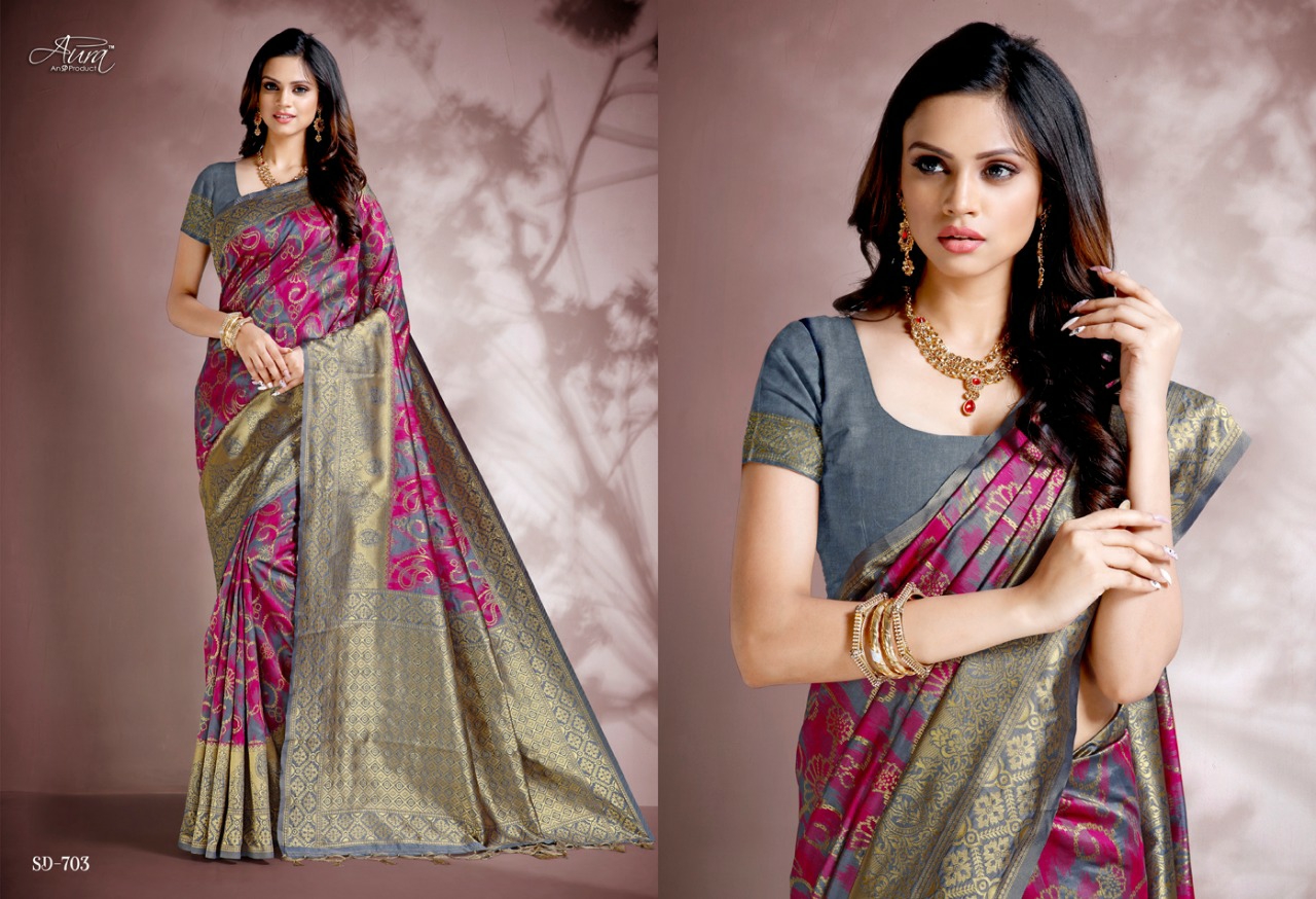 Aura Sarees Presents Reva Traditional Wear Silk Sarees Catalogue Wholesaler