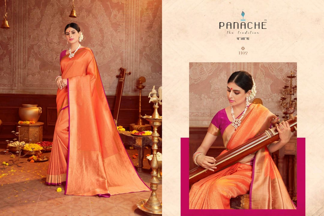 Panache Presents Royal Silk Partywear Designer Sarees Cataloge Wholesaler
