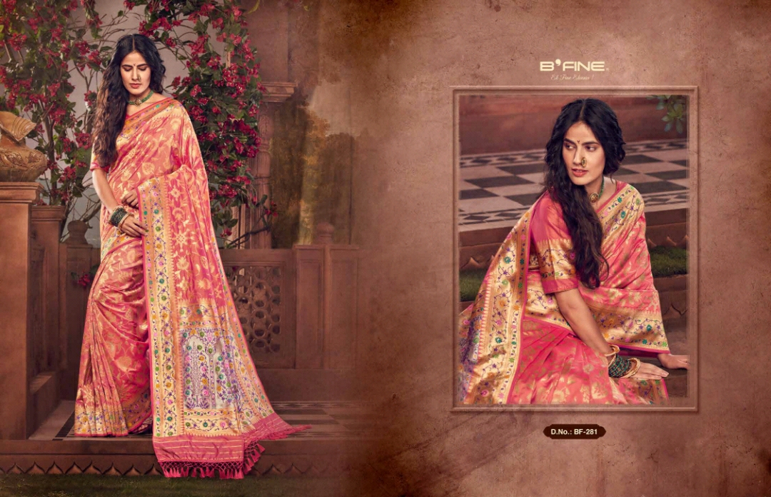 B'fine Presents Kimkhab Silk Traditional Wear Sarees Cataloge Wholesaler
