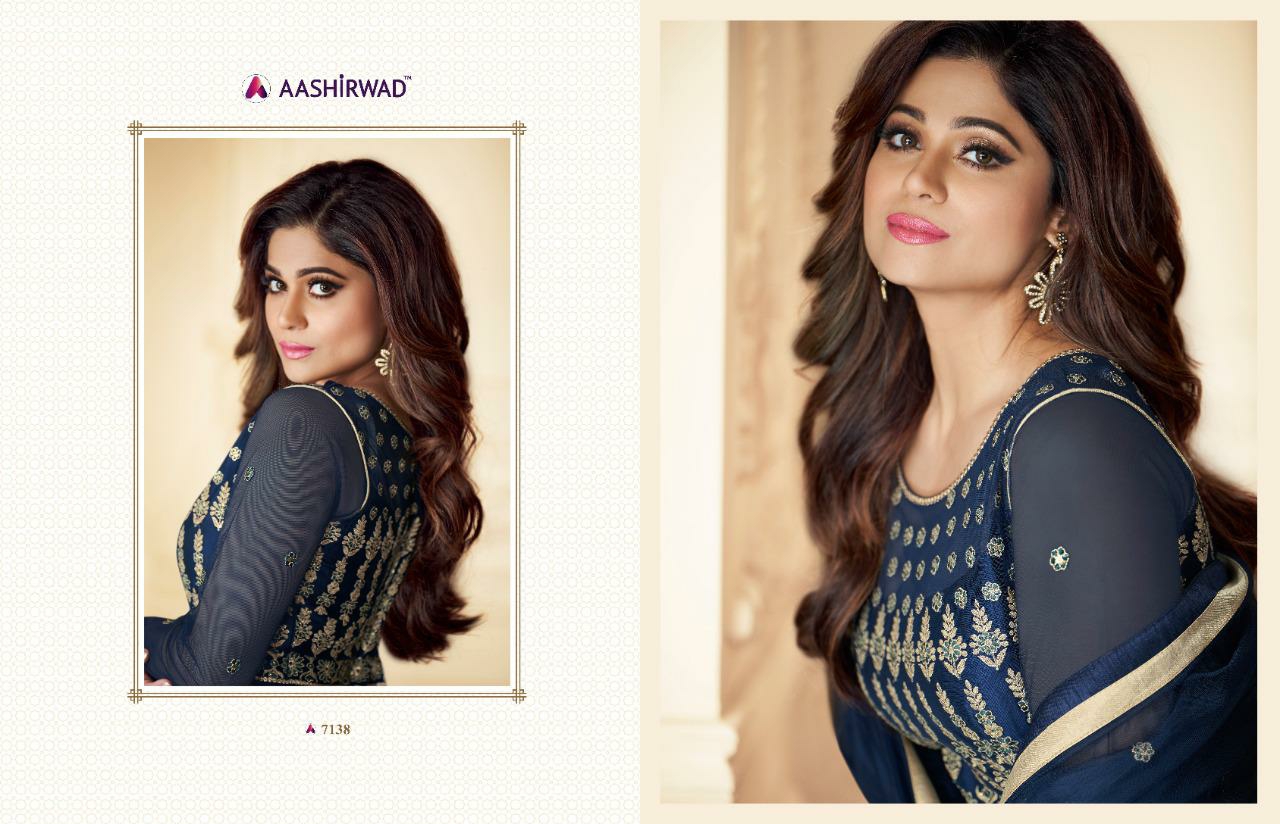 Aashirwad Presents Traditional Net Long Gown Style Party Wear Salwar Suit Cataloge Collection