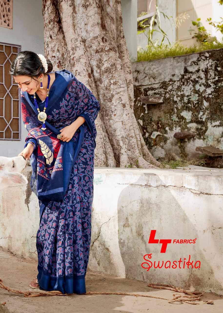 Lt Sarees Presents Swastika Daily Basis Line Satin Patta Printed Sarees Catalogue Wholesaler