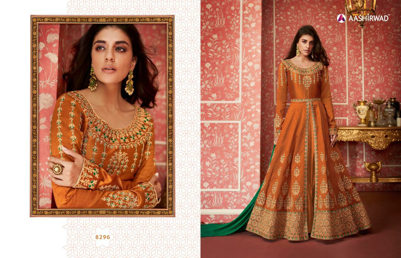 Aashirwad Presents Lihaaz 8291 To 8296 Session Premium Designer Embroidery Work Heavy Gown Catalogue Wholesaler